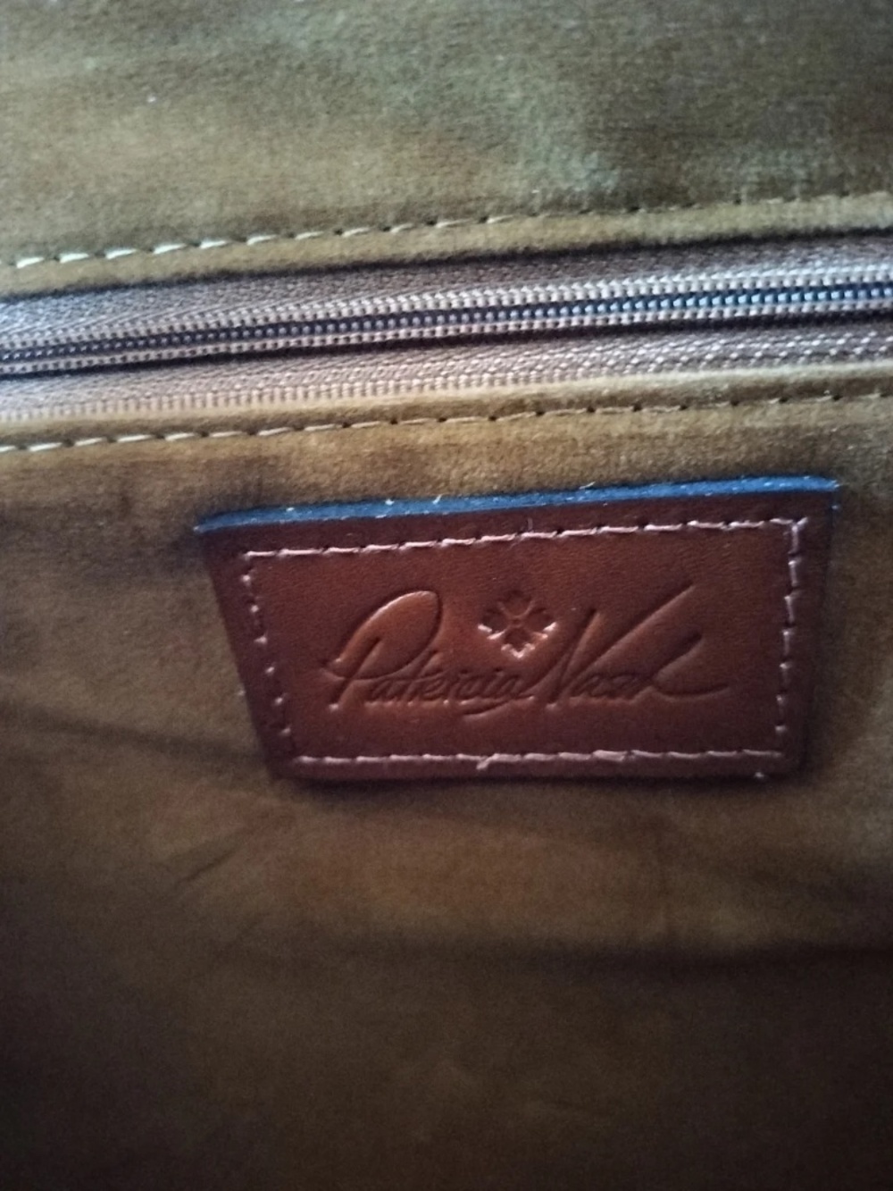 Patricia Nash Turquoise and Brown Tooled Leather Satchel Bag - Picture 4 of 7
